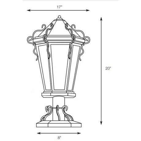 SPJ Lighting SPJ46-12B Post/Column Mount Lantern 120V