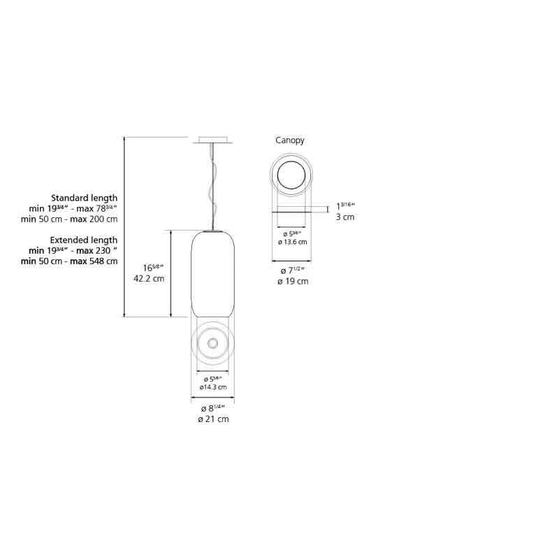 Artemide 14050 Gople Max 20W E26 Suspension Light - Seginus Lighting