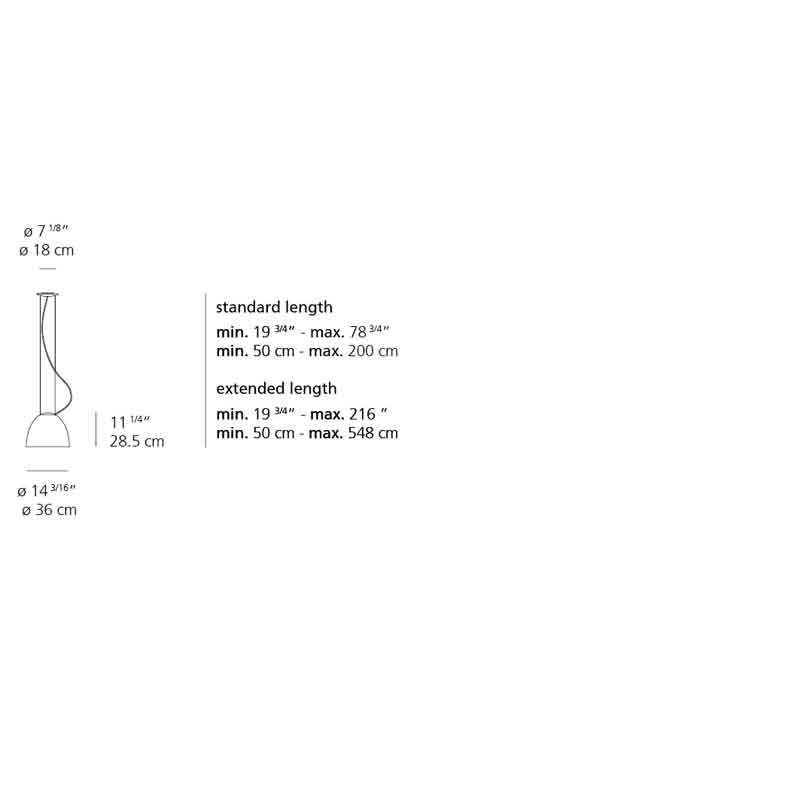 Artemide A2463 Nur 2-Wire Dimmable 28W LED Mini Suspension Light - Seginus Lighting