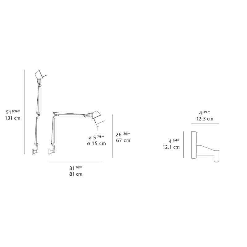 Artemide TOL110 Tolomeo Classic Max 100W E26 Wall Light - Seginus Lighting