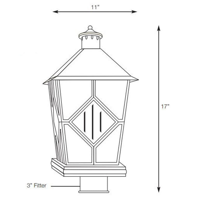 SPJ Lighting SPJ27-01B Post Lantern W/ Post Fitter