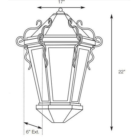 SPJ Lighting SPJ46-13B Half Flsuh Mount Lantern 120V